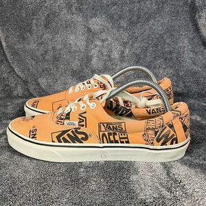 VANS Tangerine &  Black Vans All Over Print Low Top — USA Men's Size 9.5/ Women